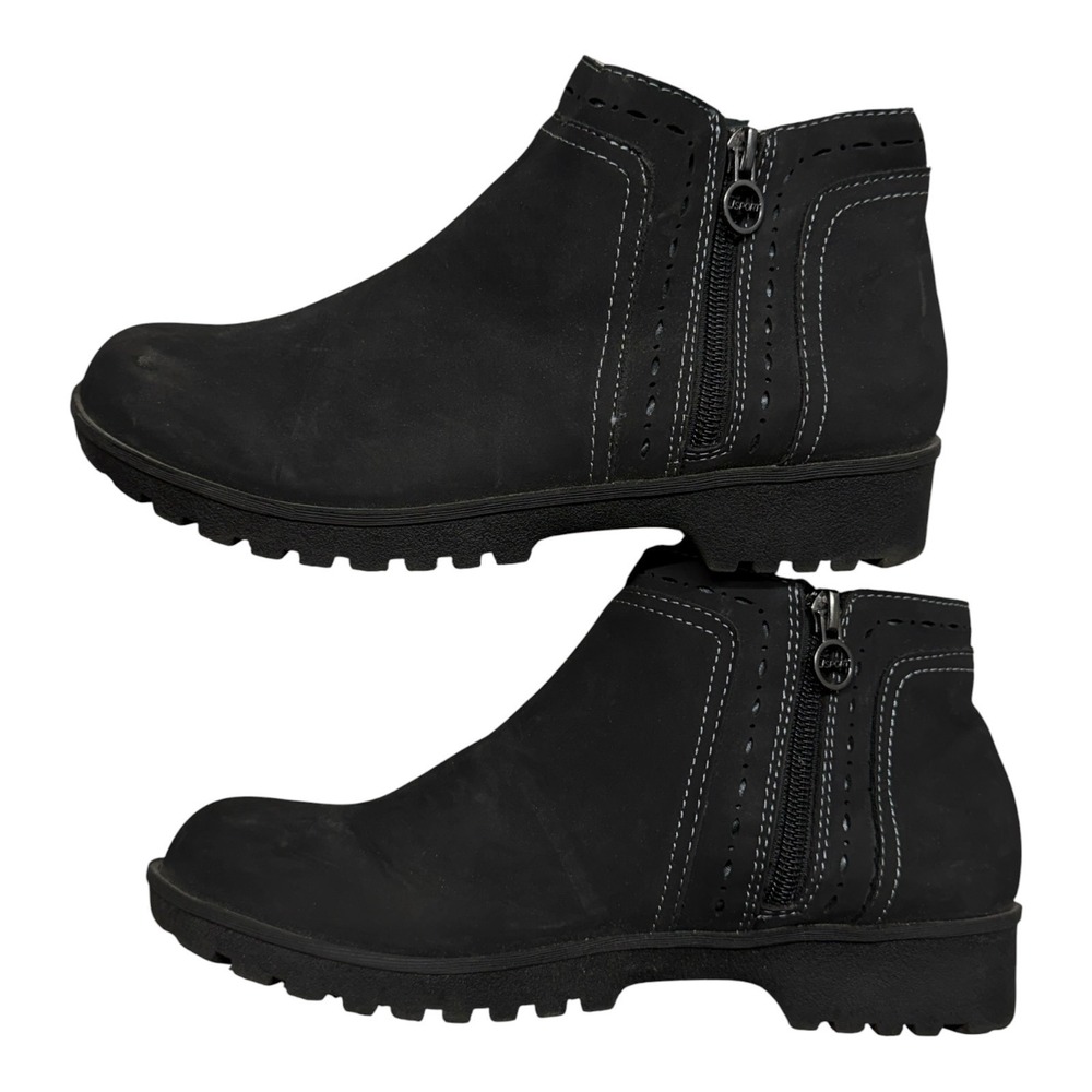 JSport Jambu Jenna Black Vegan Nubuck Ankle Boots Women 7M S9JNA01 Side Zip Lug